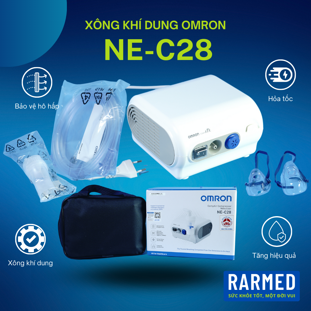 Máy xông khí dung Omron NE-C28 nén khí hỗ trợ đường hô hấp