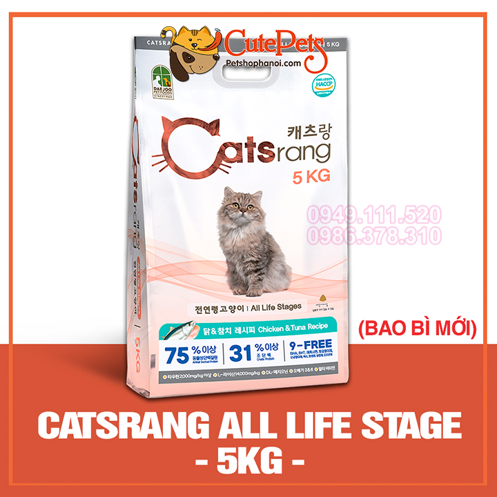 Thức ăn mèo Catsrang gói 1kg dành cho mèo mọi lứa tuổi xuất xứ Hàn