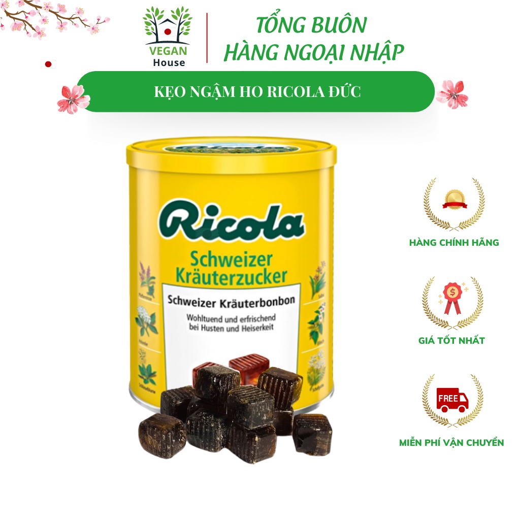 Kẹo ngậm ho Ricola Đức giúp giảm ho khàn giọng từ thảo mộc 250g
