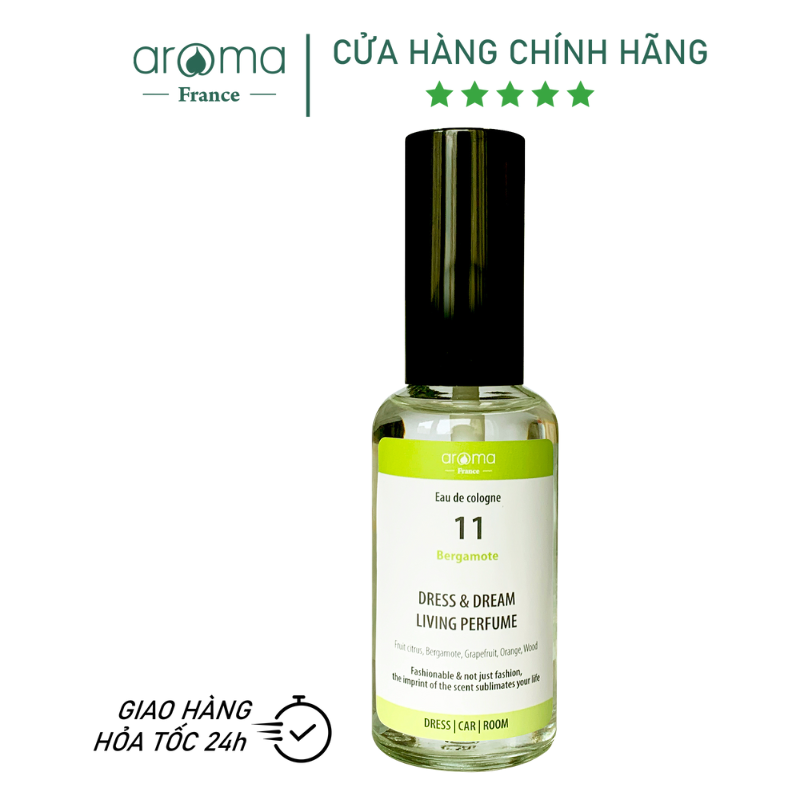 Nước Xịt thơm Quần Áo Aroma Bergamote Số 11 - Nước hoa xịt thơm áo quần cam hương - Mùi thơm nhẹ nhàng, tươi mát, Khử Mùi ẩm mốc Áo Quần, khử mùi hôi, thơm tho sang trọng, dễ chịu. Mùi Châu ÂU, tinh tế.
