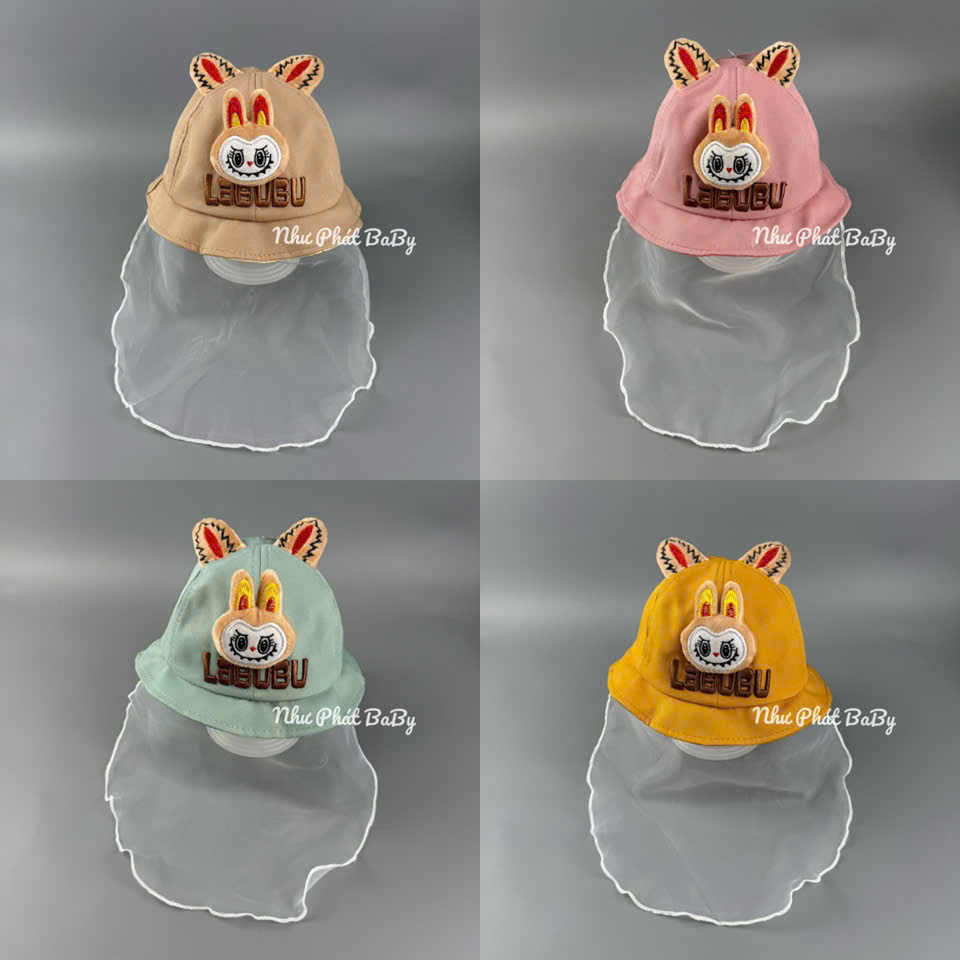[ Bé 6 THÁNG - 20 THÁNG ] Mũ kèm khăn vôn che nắng vải cotton cho trẻ em, Nón vải voan chắn gió cản bụi trẻ sơ sinh
