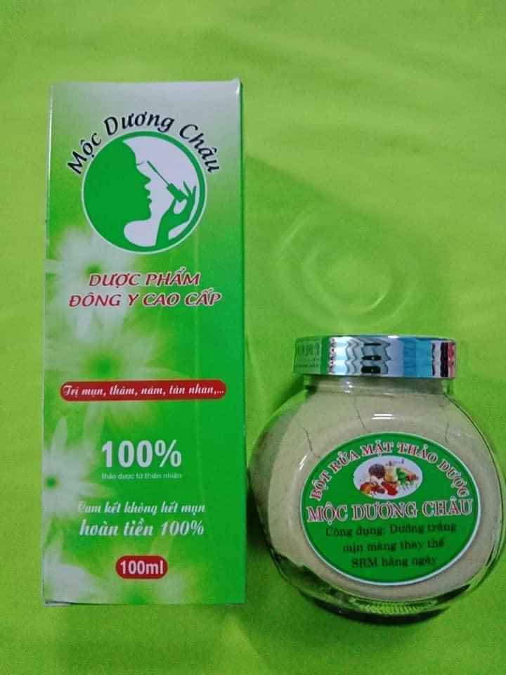 Combo bột rửa mặt và tái tạo da mộc dương châu sạch mụn- minhanh03