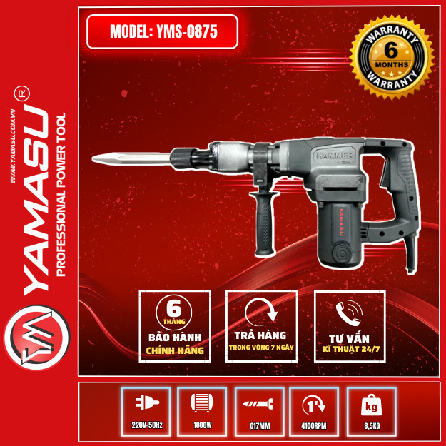 Máy đục bê tông yamasu yms-0875 chính hãng công suất lớn 1800w chống rung và hấp thụ lực