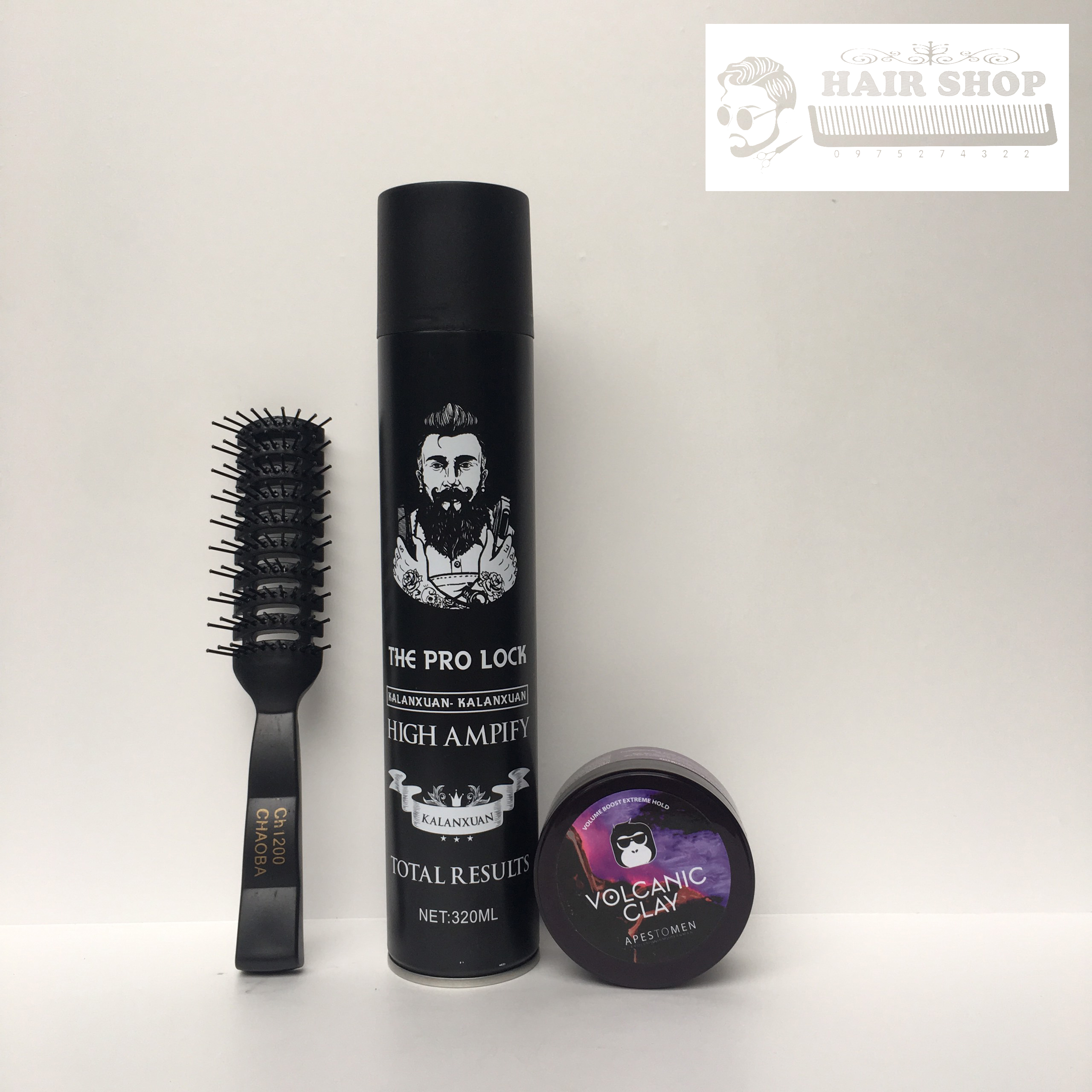 [ Tặng Lược ] Gôm Xịt Tóc  The Pro Lock Ami + Sáp Vuốt Tóc Nam Volclay Đẹn