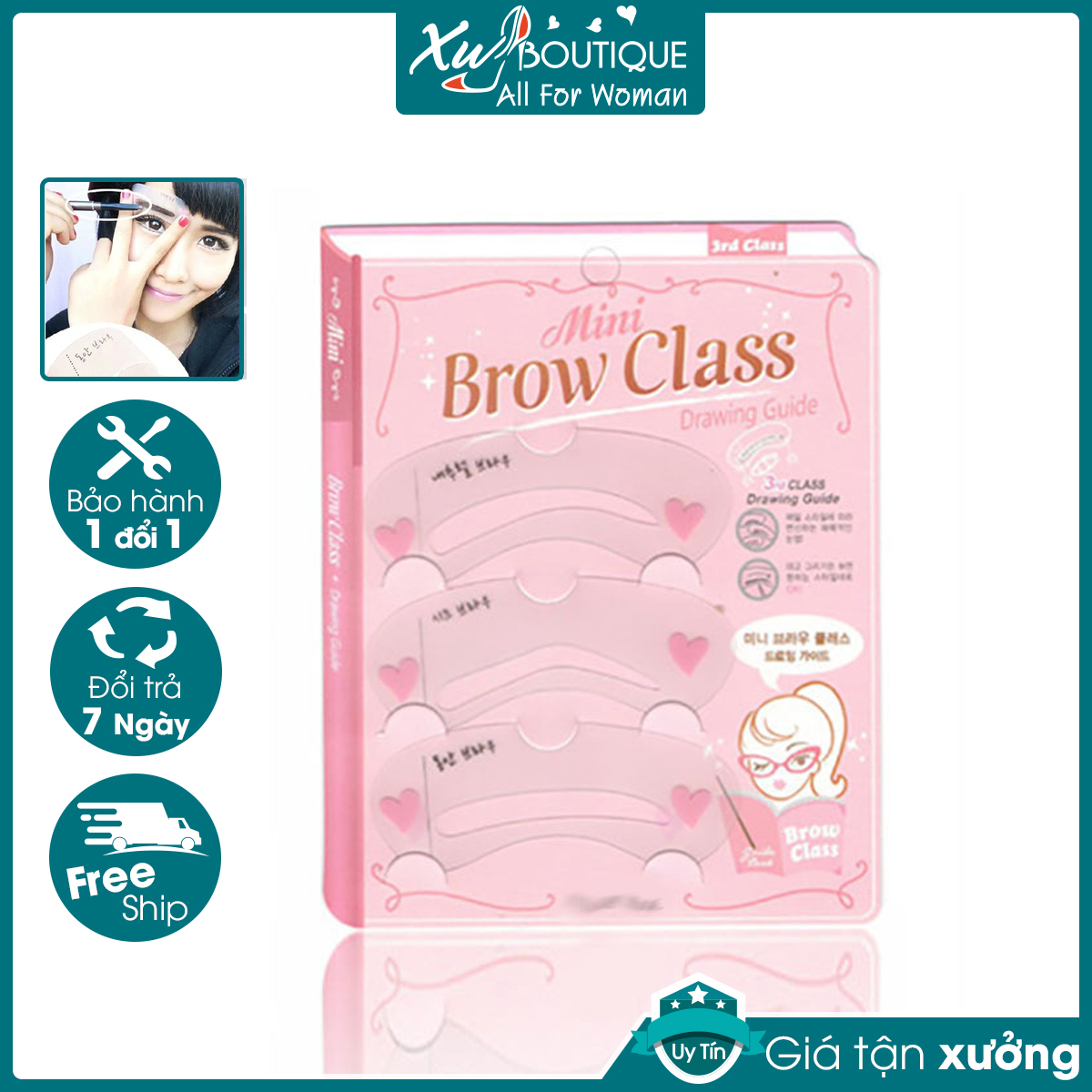 Khuôn kẻ chân mày 3 dáng Brow Class thời trang tiện dụng