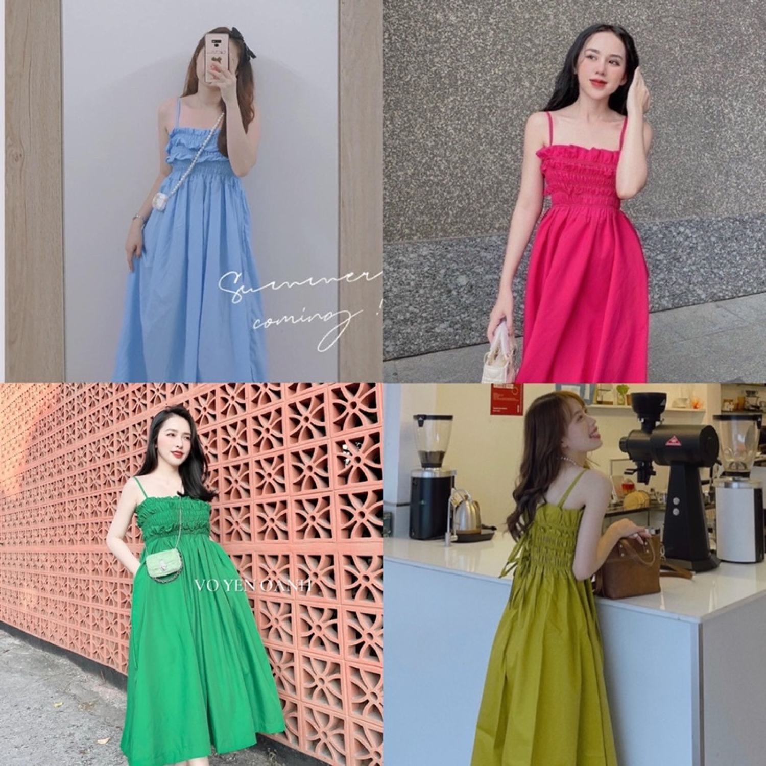 Váy maxi 2 dây chun ngực bèo nơ sau siêu xinh có ảnh thật kèm video