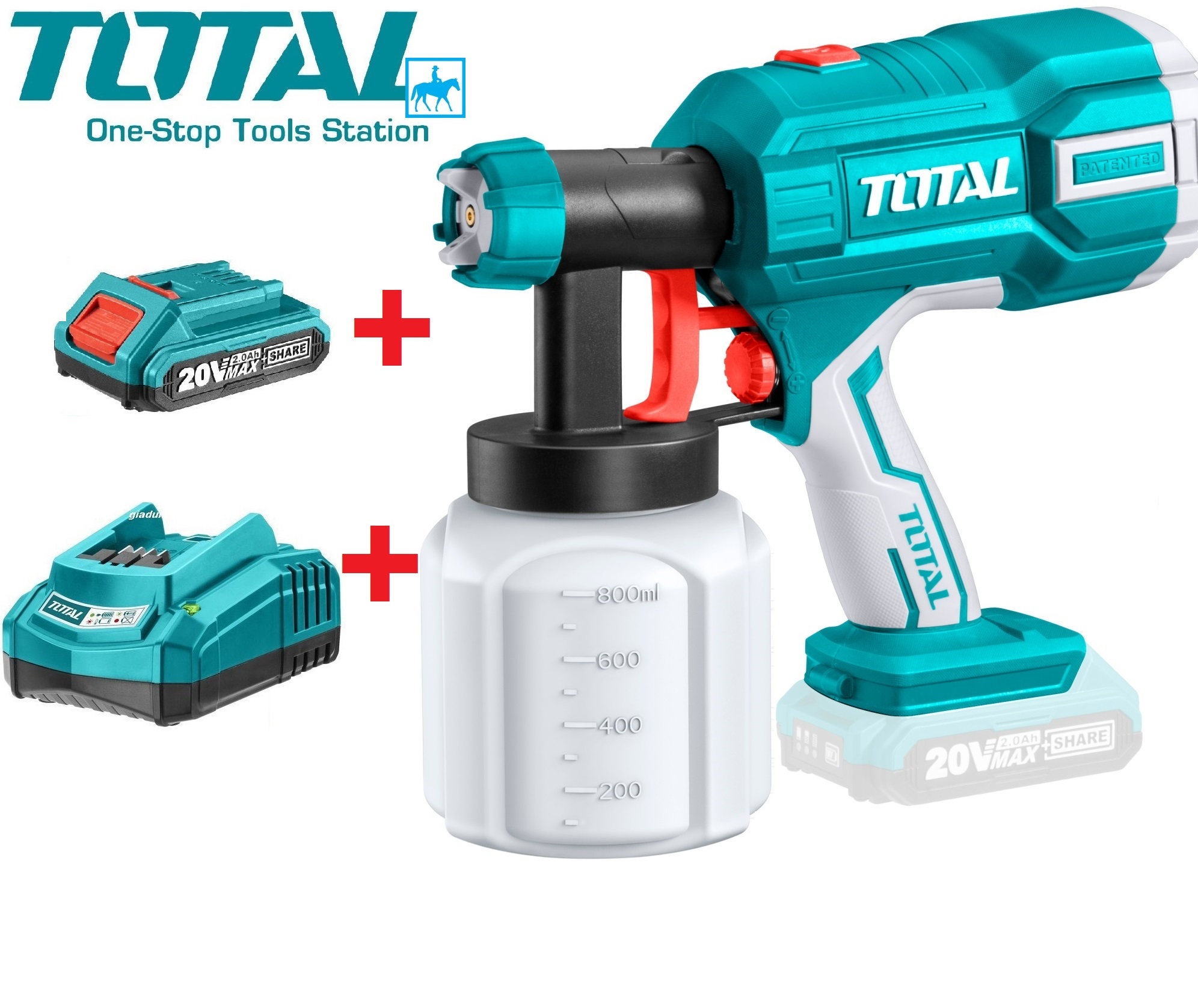 Dụng cụ súng phun sơn dùng pin 20v total chính hãng tsgli2001 tsgli20406