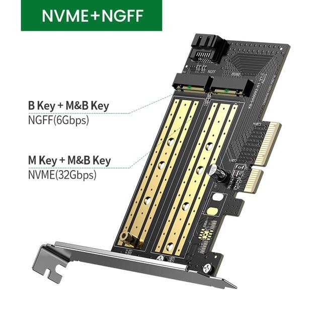 Card chuyển pci-e sang m.2 nvme - m.2 sata ugreen 70504 chính hãng cm302