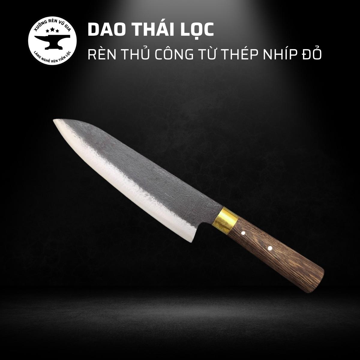 Dao thái lọc thép nhíp nga - dao làm bếp rèn thủ công, cán gỗ mun cao cấp