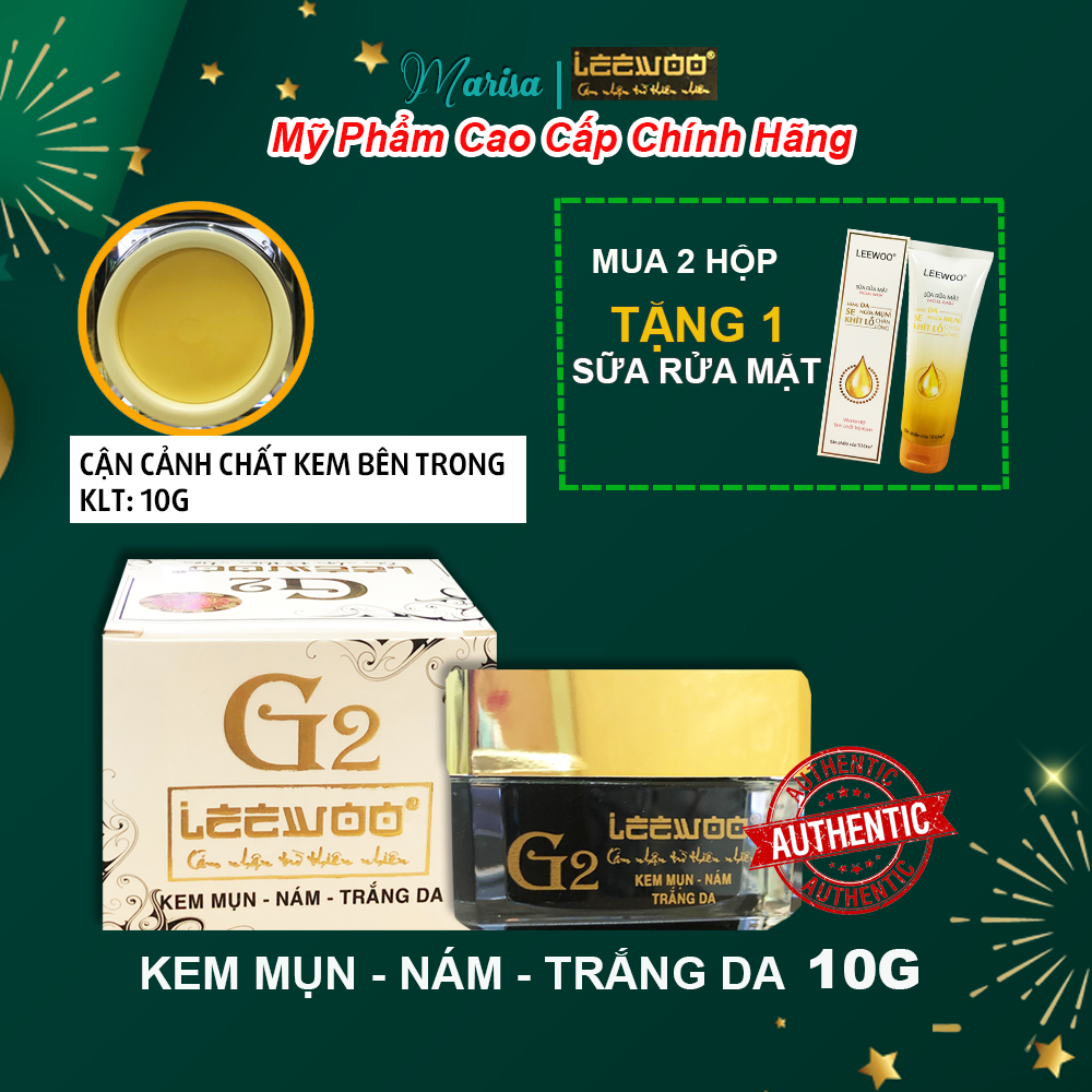 Kem mụn nám trắng da mặt G2 Leewoo 10gram chính hãng - Mỹ phẩm Leewoo - Marisa Beauty