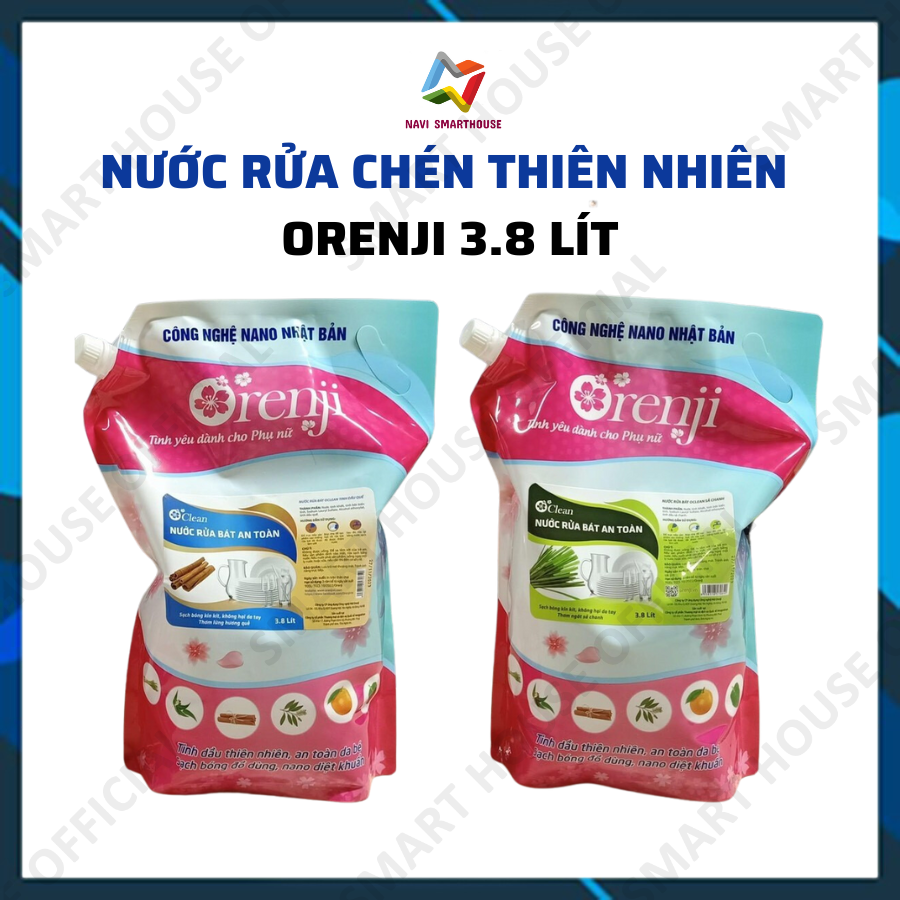 Nước rửa chén tinh dầu thiên nhiên an toàn Orenji hương sả chanh, hương quế 3.8l Giá  159,000 Đồng*Miễn phí vận chuyển