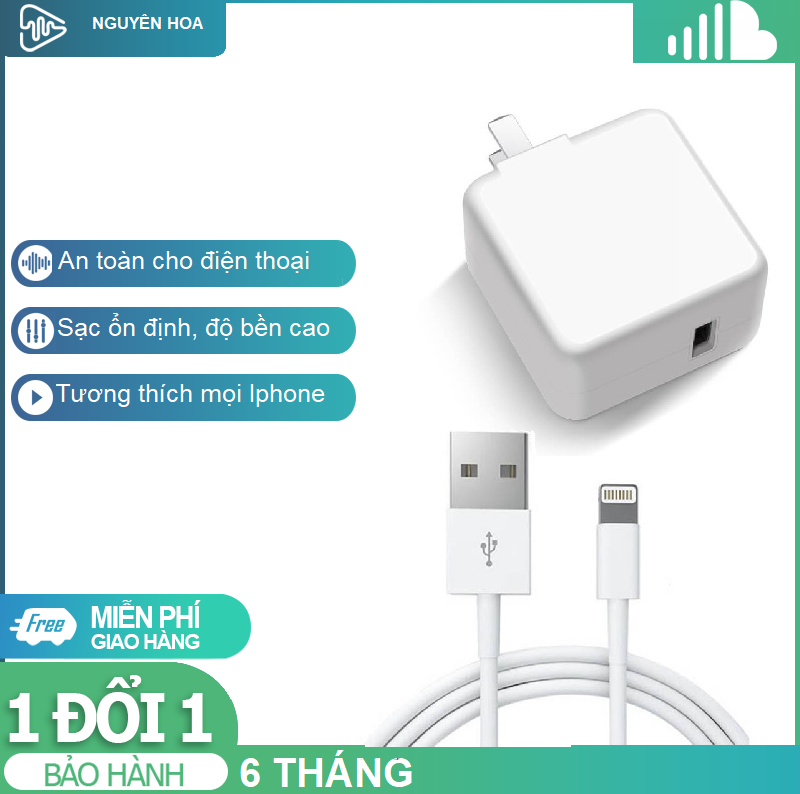 Củ sạc dây sạc iPhone 6 iPhone 7 iPhone 8 iPhone X iphone 11 iphone 12 gồm củ sạc cốc sạc iphone và dây sạc iphone