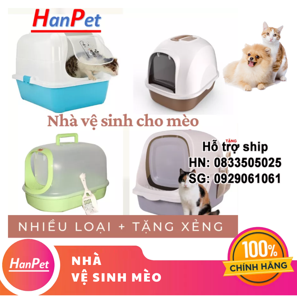 Hanpet - Nhà vệ sinh cho mèo Size lớn (có 4 loại ) tặng kèm xẻng- nha ve sinh meo - khay đựng cát mèo - cat ve sinh meo - hop dung cat meo - nha meo - long meo -