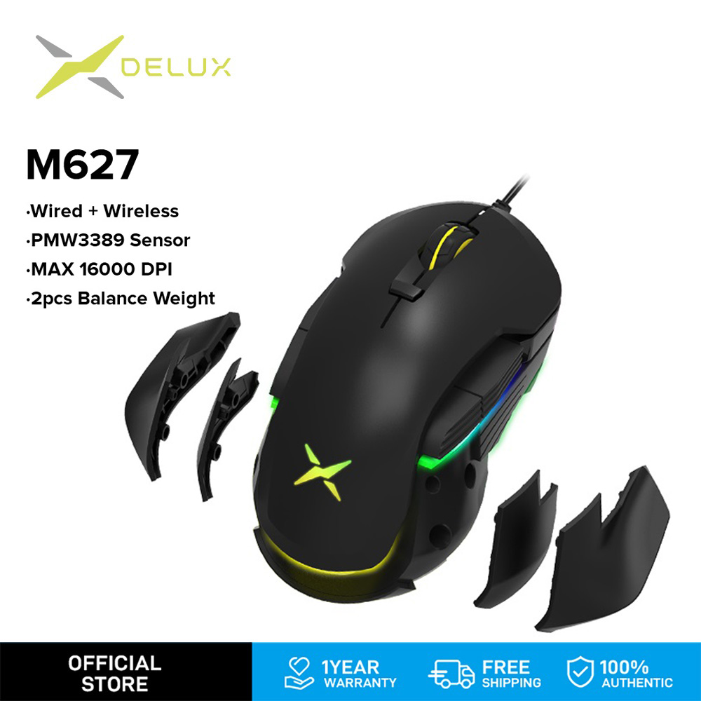Delux M627 PMW3389 DIY Bên Cánh Chuột Chơi Game Có Dây 8 Nút 16000 DPI Đèn Nền RGB Quang Trái và Phải Chuột cho Trò Chơi MÁY TÍNH Người Sử Dụng