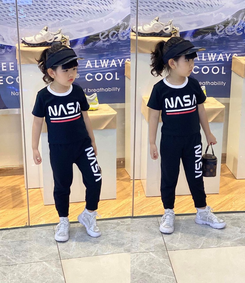 HCM Đồ bộ bé gái quần dài thun coton 4 chiều xinh đẹp cá tính from thể thao cho bé gái từ 10 đến 22kg Bộ quần áo trẻ em