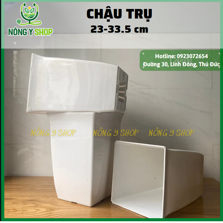 Size 23-33.5cm, chậu trụ, chậu vuông cao, chậu vuông trắng, chậu cây kiểng, cây cảnh, chậu hoa