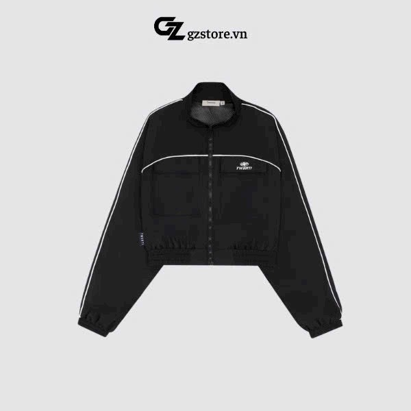 Áo khoác dù nữ 2 lớp from croptop phối mí logo thêu cực đẹp -phaleshop