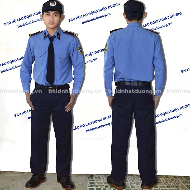 Đồng phục bảo vệ dài tay có logo bảo vê  không phụ kiện áo vải ford quần kaki thành công - DT01