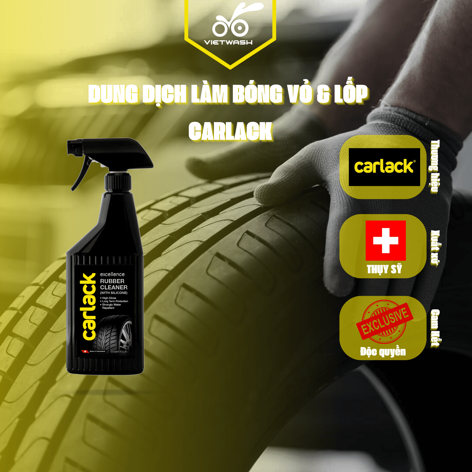 Dung dịch làm bóng vỏ và lốp Carlack 500ml