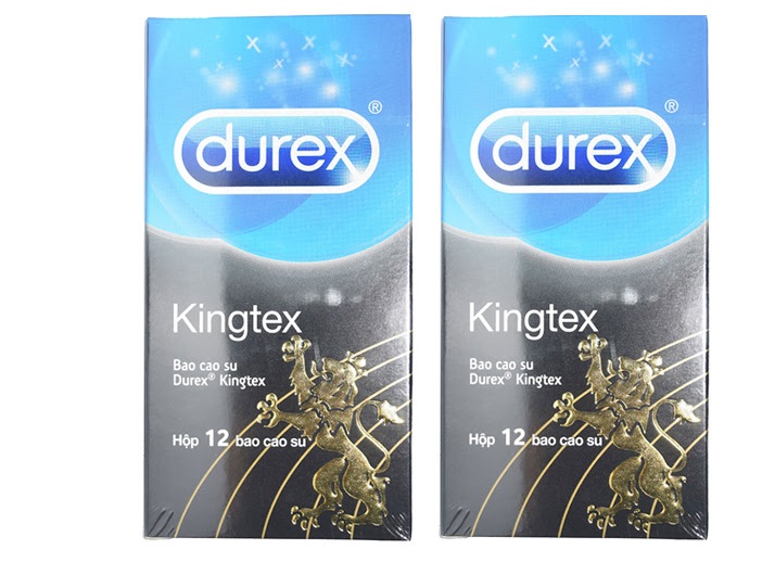 Combo 2 hộp Bao cao su Durex Kingtex xanh om khit  24 bao