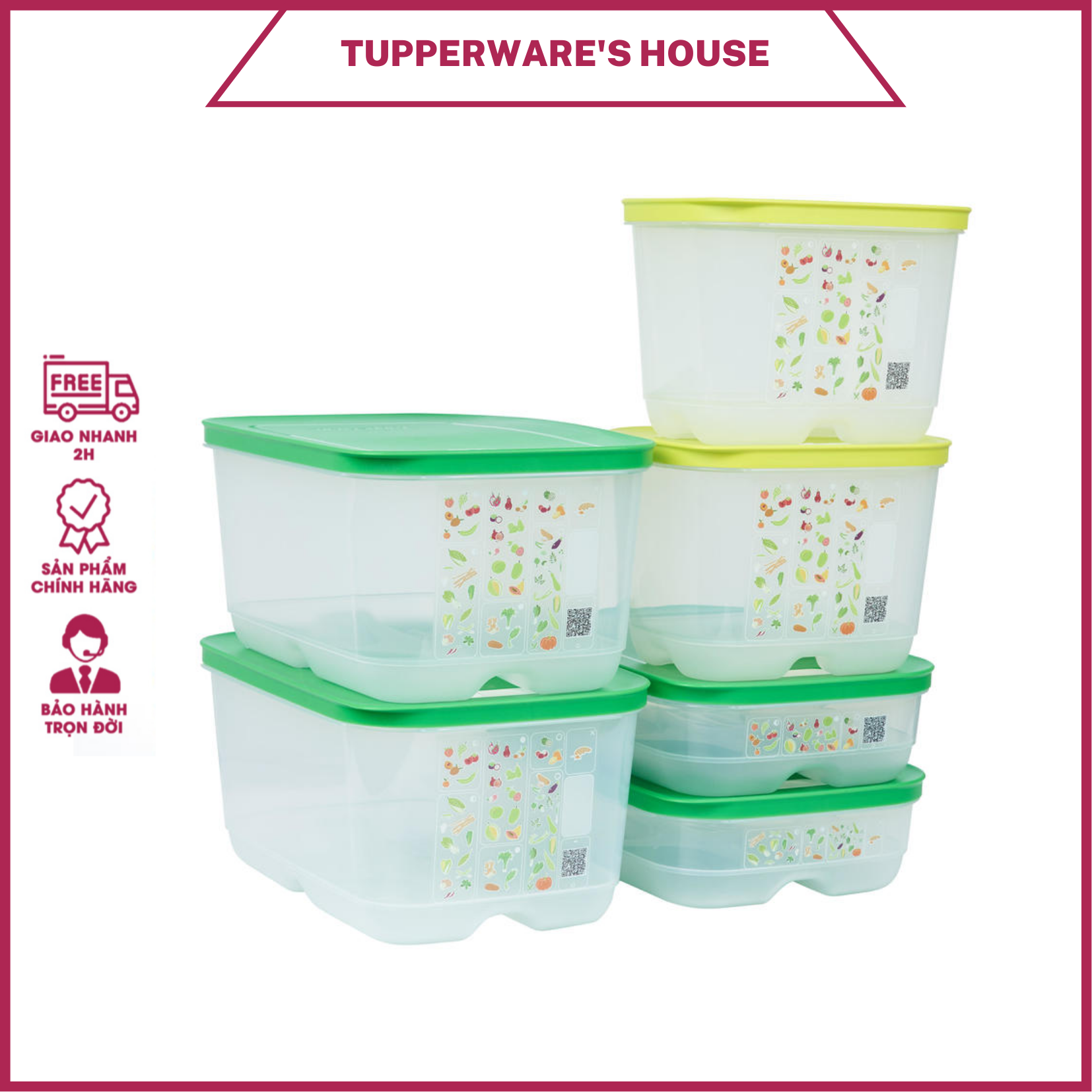 Bộ hộp trữ mát Tupperware có nút hô hấp Ventsmart 6 Hộp
