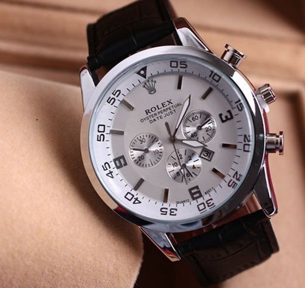 Giảm giá Rolex Thiết kế cổ điển Đồng hồ nam dây da Lịch Wathes Thời trang  nam đồng hồ thông thường Quà tặng - BeeCost