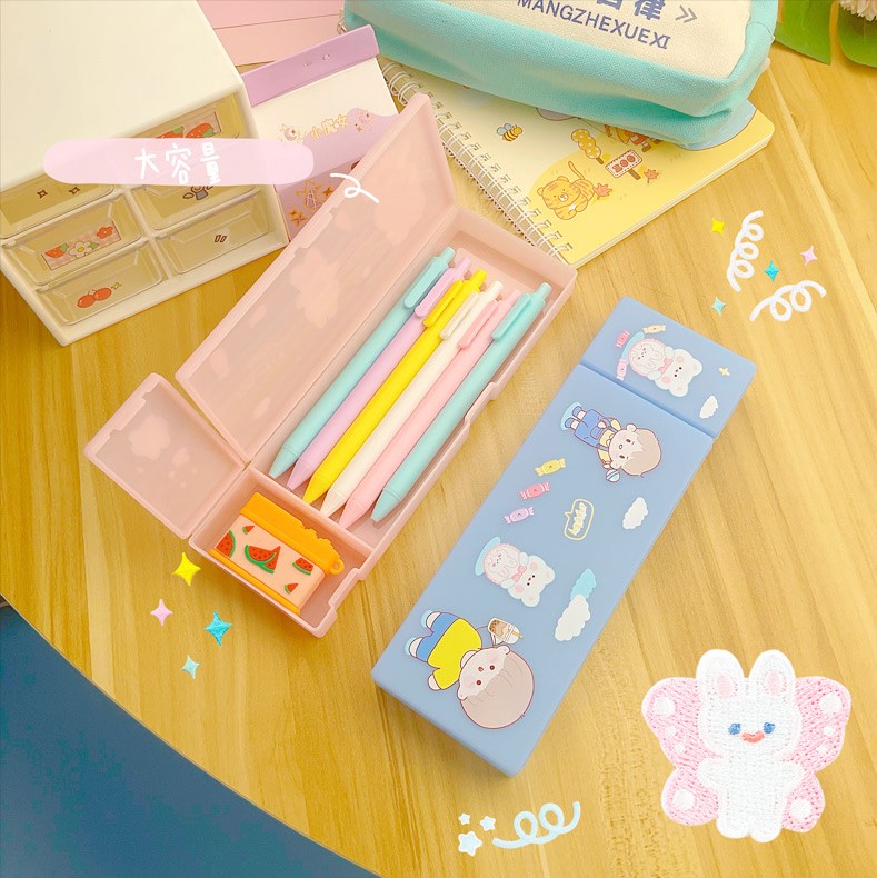 Hộp bút cute hb15- hộp đựng đa năng, nhiều ngăn - có thể dùng đựng bút, đồ dùng học tập khác, đồ trang điểm, trang sức