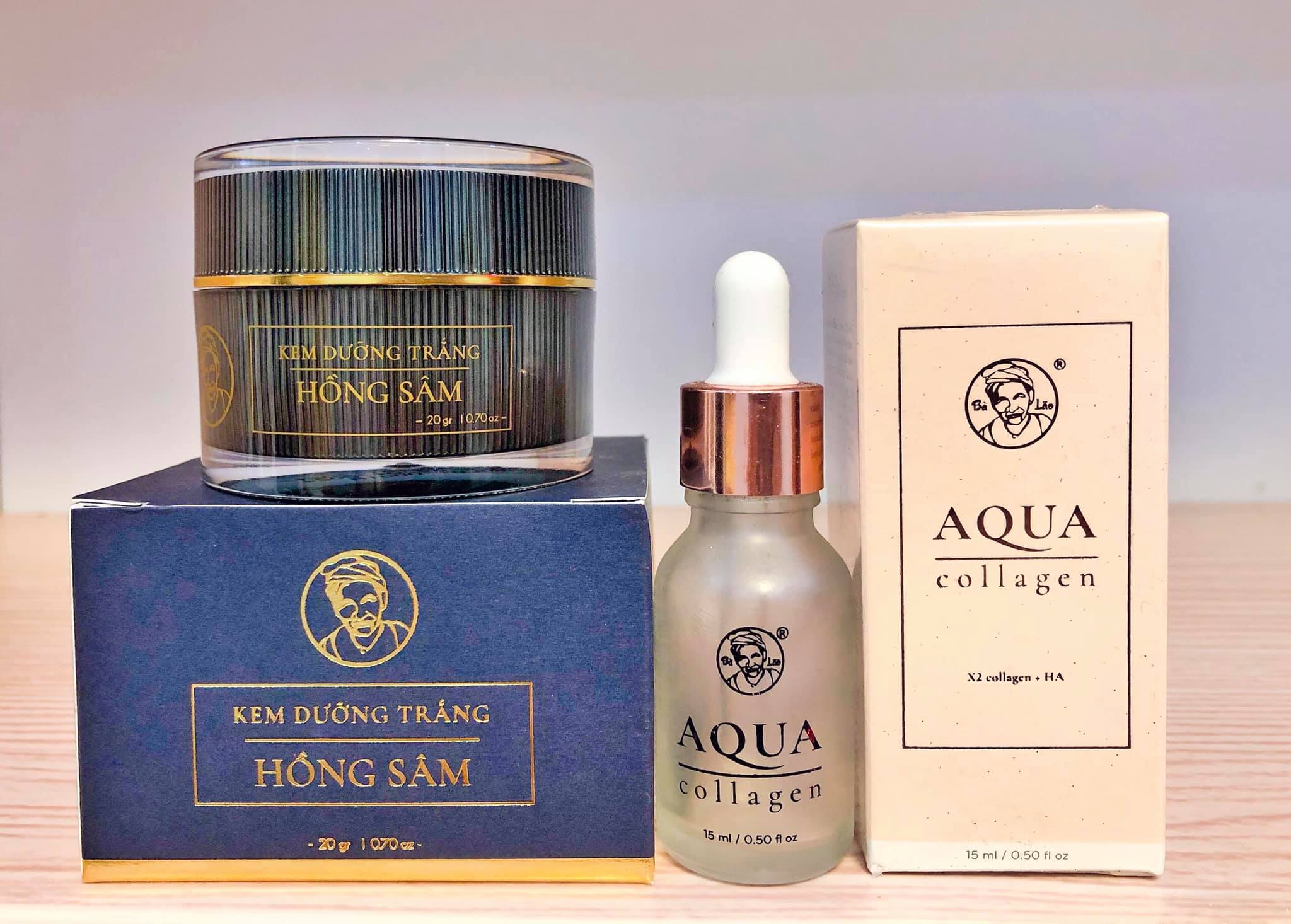 MIỄN SHIP-CHUYÊN SĨ-CHÍNH HÃNG-BÀ LÃO- COMBO DƯỠNG DA - AQUA COLLAGEN 15ML VÀ KEM FACE HỒNG SÂM BÀ LÃO 20GR PHỤC HỒI LÀN DA SAU TÁI TẠO,CẤP ẨM CHO DA,GIÚP DA MỀM MƯỢT