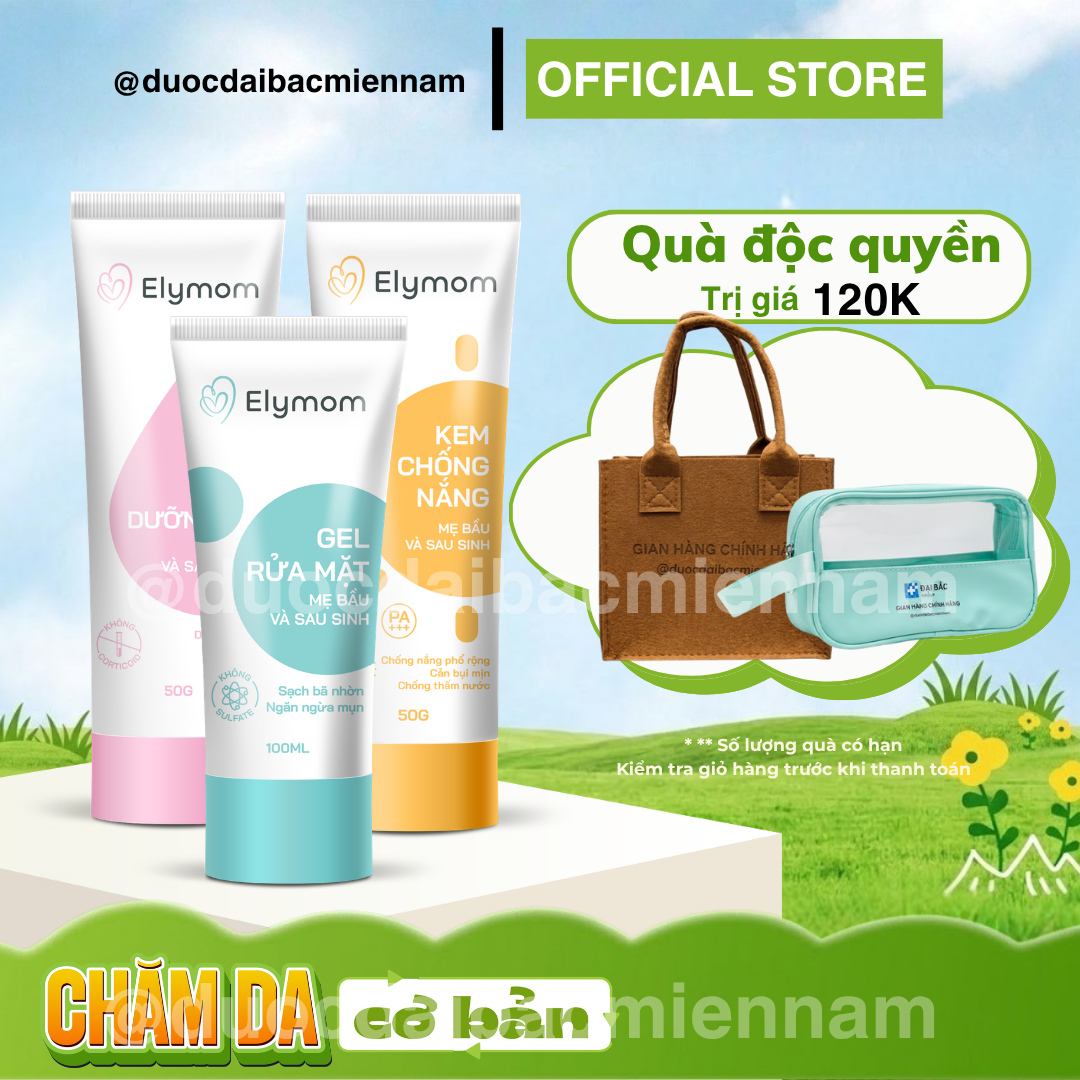 [MỚI] Bộ 3 sản phẩm chăm sóc da Gel rửa mặt - Kem chống nắng - Kem dưỡng da dành cho mẹ bầu & sau sinh ELYMOM