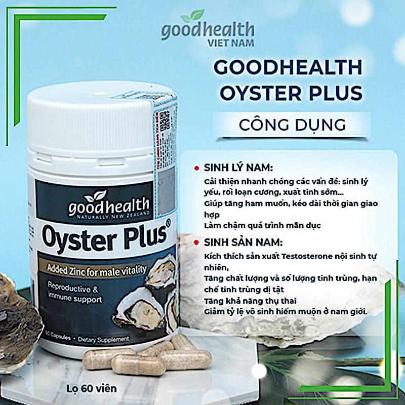 Tinh Chất Hào Úc Oyster Plus ZinC Good health 60 Viên (Khi giao sẽ được che tên)