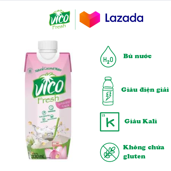 1 hộp nước dừa vico fresh 330ml - vị sen