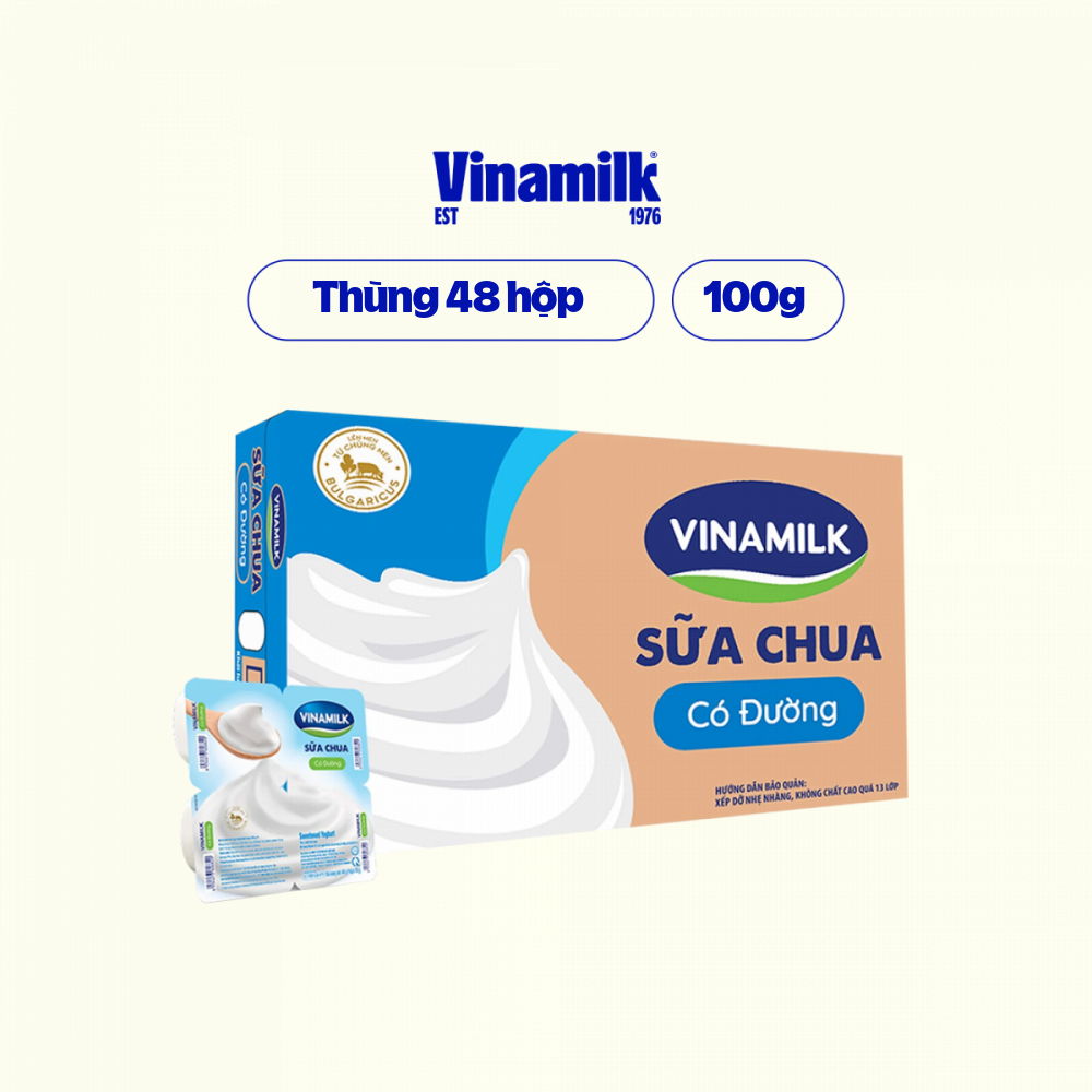 Thùng 48 hộp Sữa chua ăn Vinamilk có đường 100g Yaourt