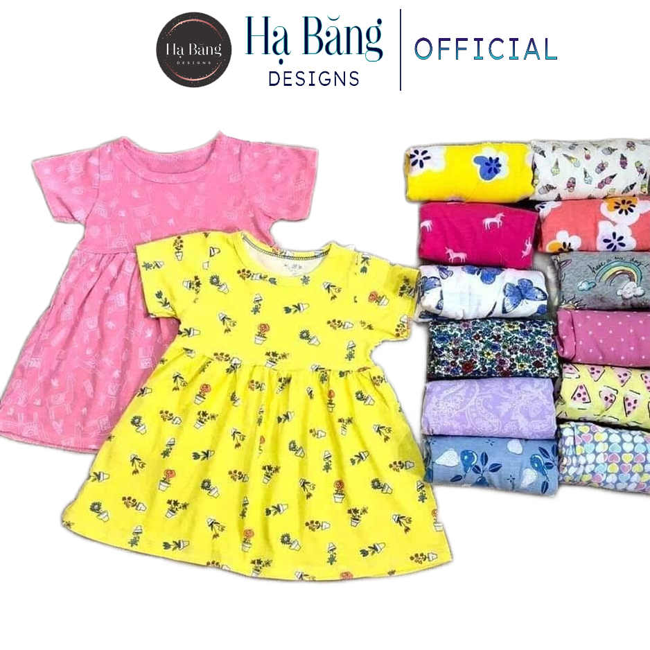 Váy bé gái cộc tay Hạ Băng Designs thun cotton mềm mịn thấm mồ hôi 1-5 tuổi, 8-18kg