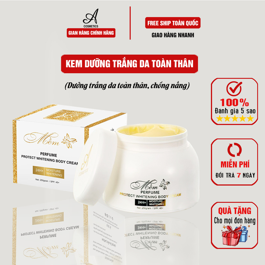 Kem body mềm  Acosmeitcs, Kem body dưỡng trắng dạng lotion thẩm thấu nhanh, bổ sung collagen làm da trắng sáng hơn 250g