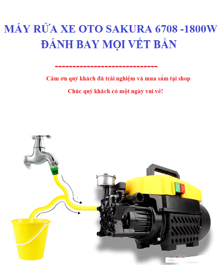 [ĐẠI TIỆC SALE] Xả Kho Giảm Giá Máy Rửa Xe Cấp Sakura, Xịt Rửa Áp Lực Cao, Đánh Bay Mọi Vết Bẩn
