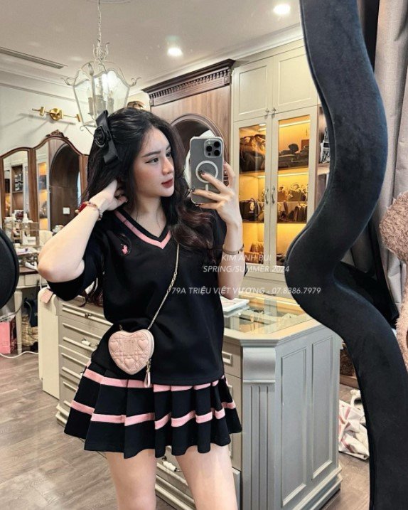 Sét phối viền siêu xinh 2 màu đen, be,chất cotton,mặc xinh xiu luôn,hhn.
