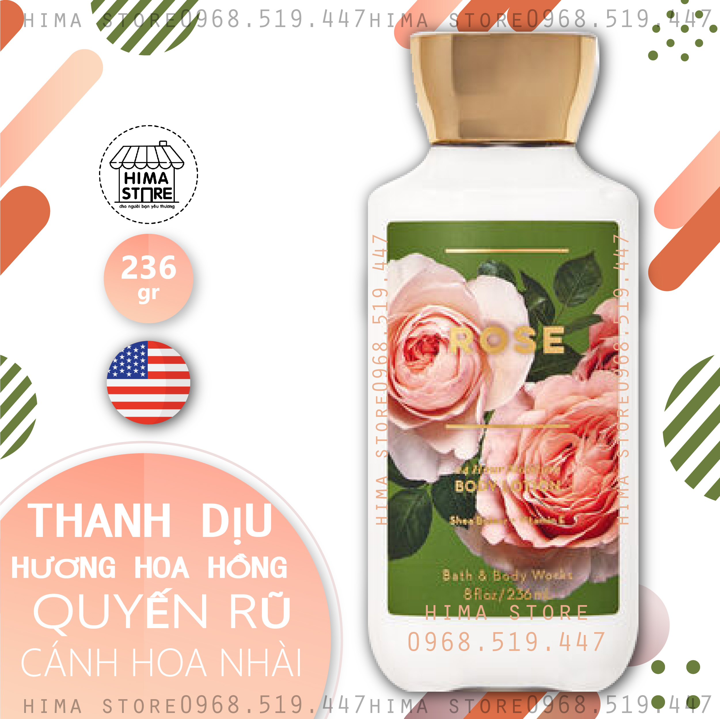 Rose | sữa dưỡng thể bath & body works body lotion 236ml