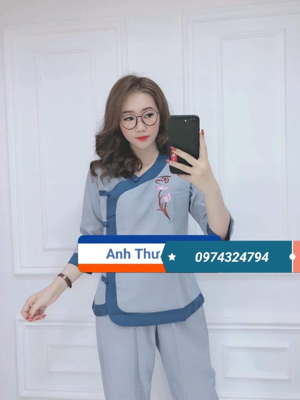 Đồ lam đi lễ chùa- mẫu tim phối