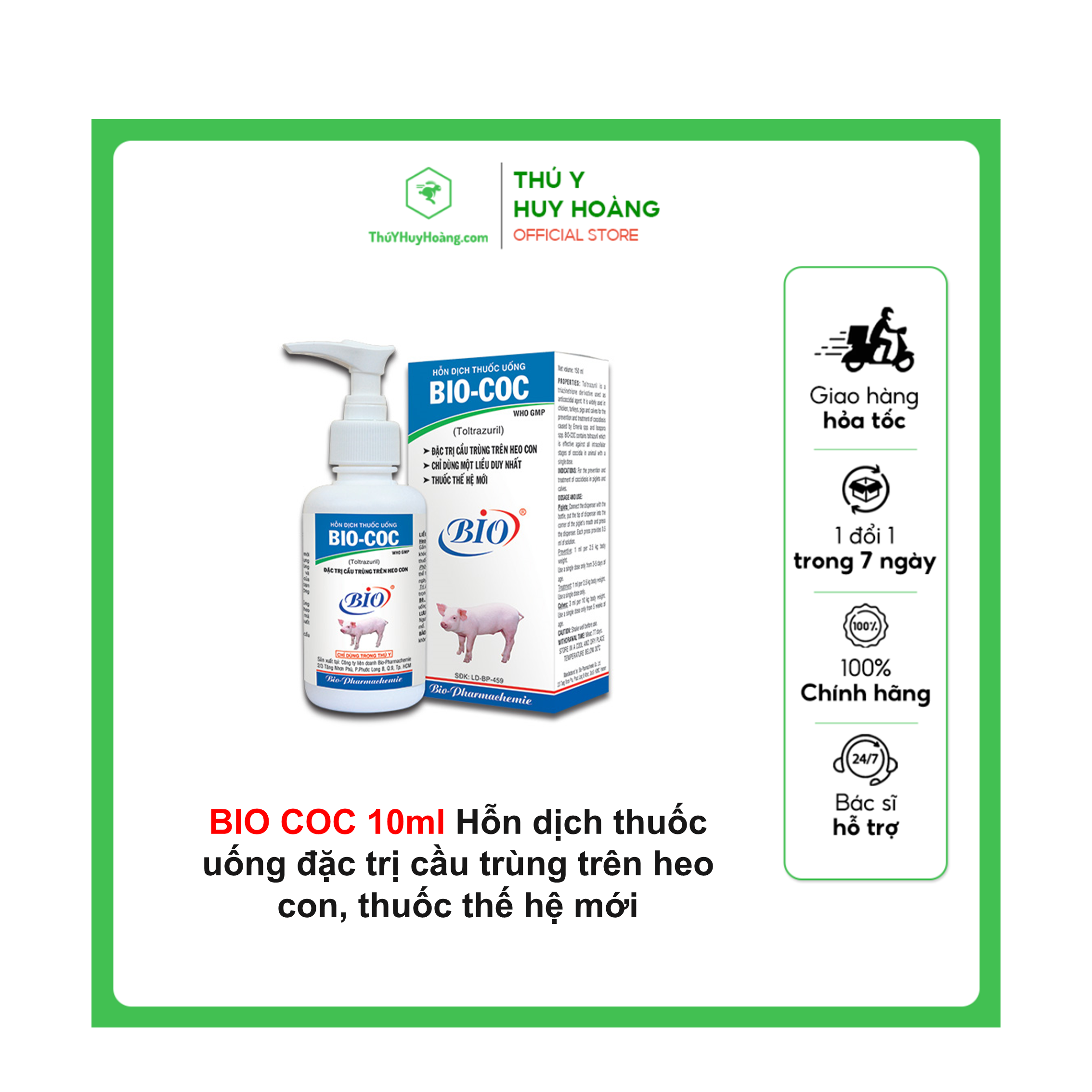 Bio coc 10ml cầu trùng trên heo con, thế hệ mới