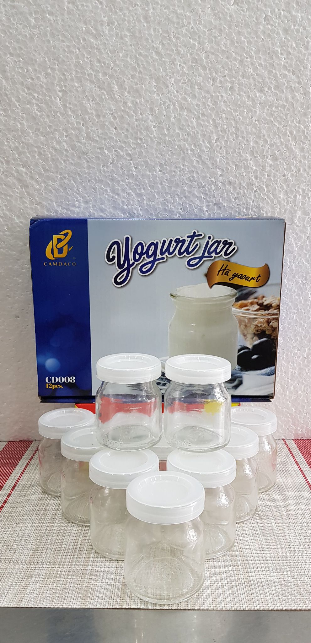 Hủ đựng sữa chua, yaourt thủy tinh, dung tích hủ 100ml , bộ hộp 12 hủ