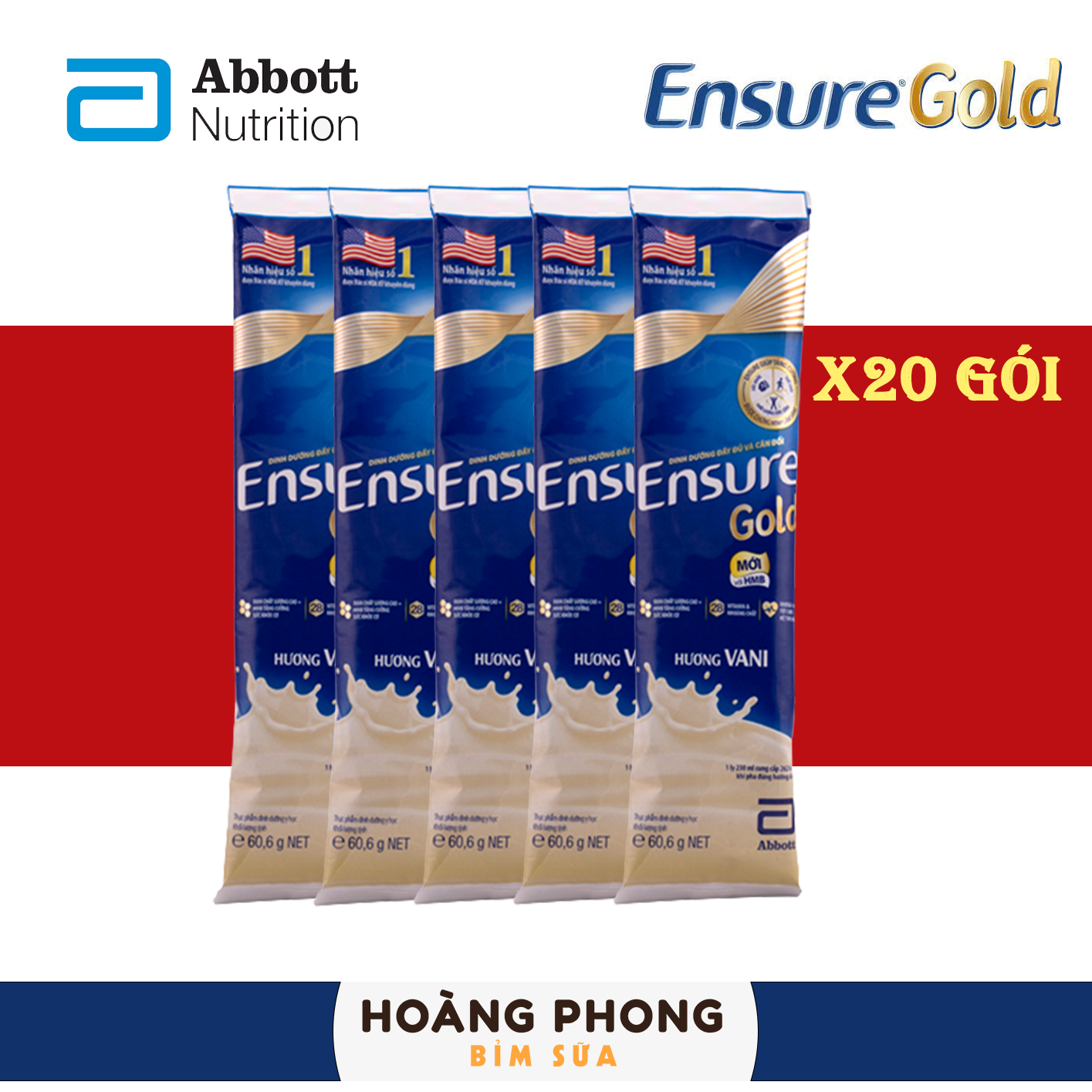 Combo 20 gói bột sữa Ensure Gold hương Vani hoangphongstore