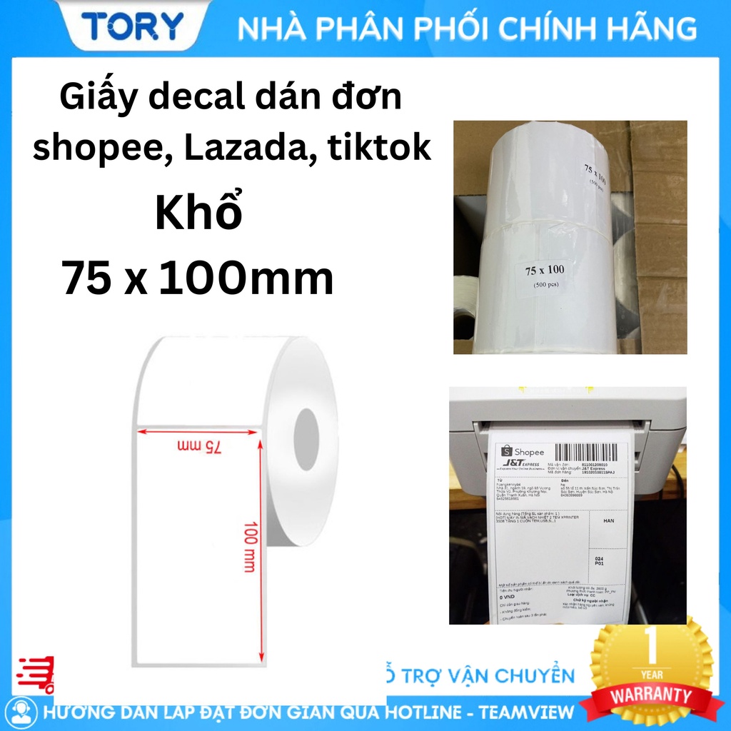Giấy decal in tem, mã vận đơn tmđt khổ a6, a7 . giấy decal in xé dán, cuộn dài 30m