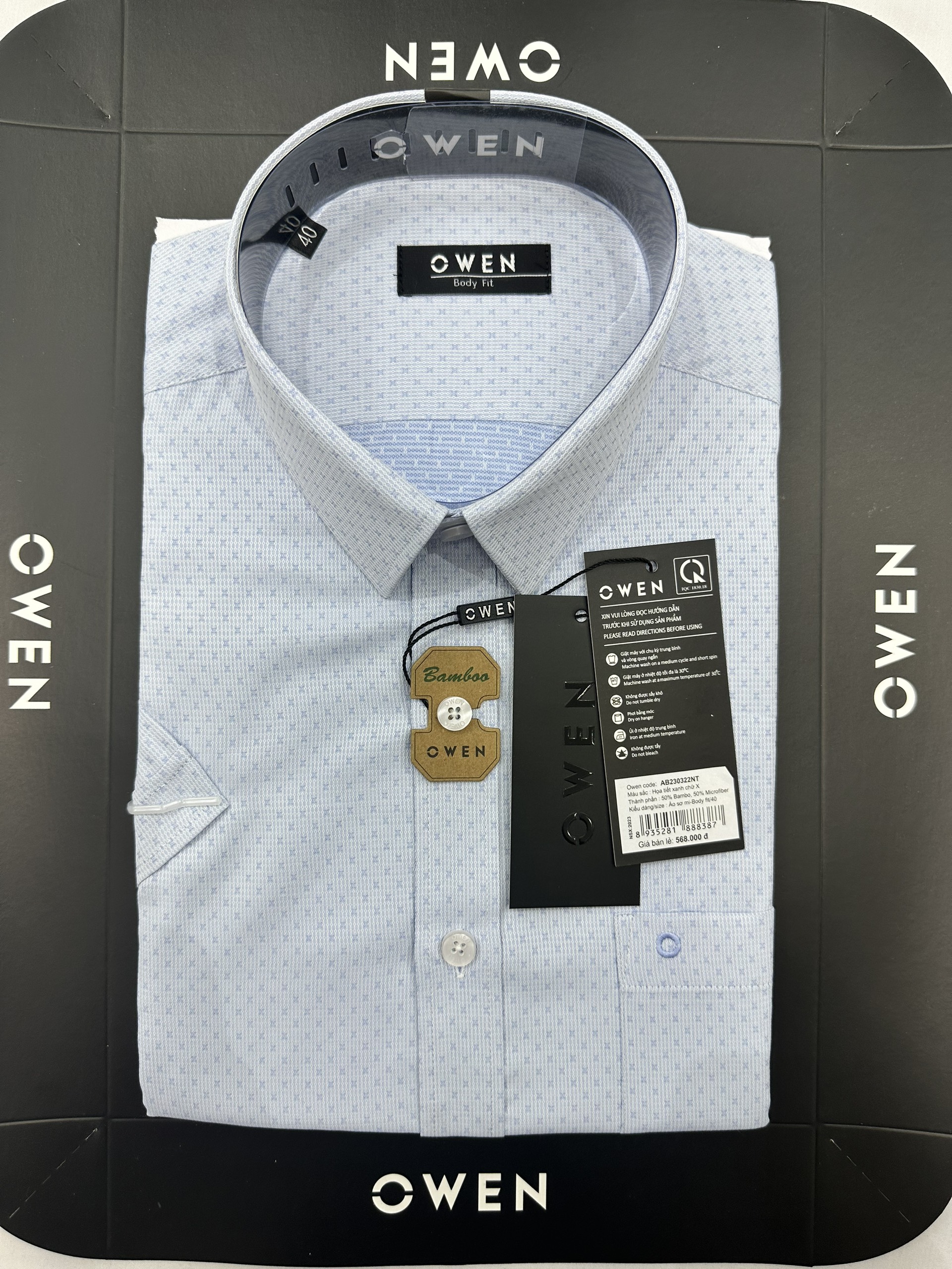 Áo sơ mi cộc tay owen họa tiết chấm ab230322