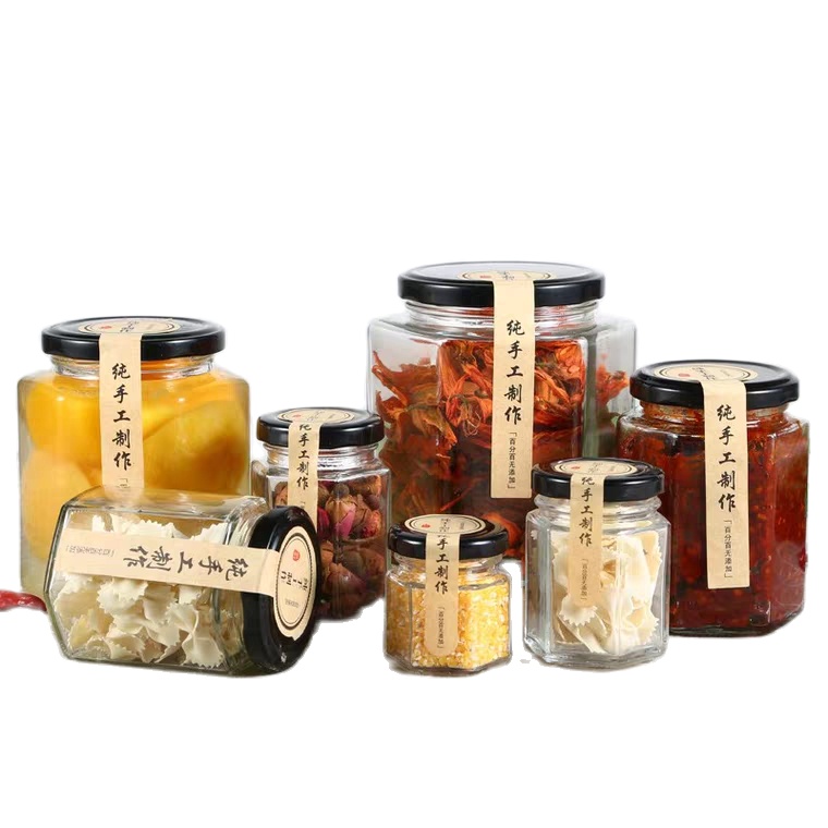 Hũ Lọ Thủy Tinh Đựng Thực Phẩm Lục giác 180ml, Hủ Đựng mật ong, Lọ Gia vị lục lăng, Lọ thủy tinh 5 cạnh đựng bột nghệ, lo dung thuc pham kho