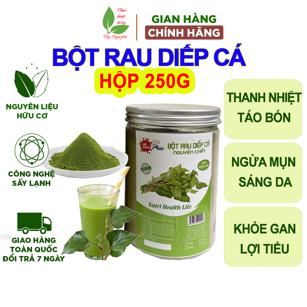Bột diếp cá, (hộp 250g), bột rau diếp cá sấy khô, thanh nhiệt, bột rau củ sấy khô