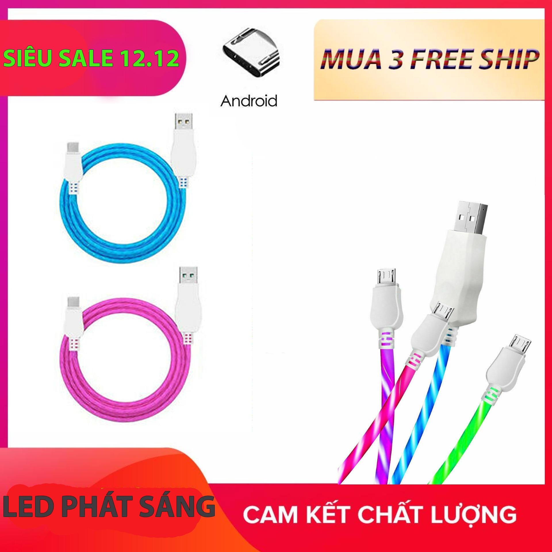 Dây cáp sạc nhanh LED phát sáng hiệu ứng dòng chảy cực đẹp cổng chuẩn Micro USB cho các loại máy chạy Android Samsung OPPO Xiaomi SONY LG...vv