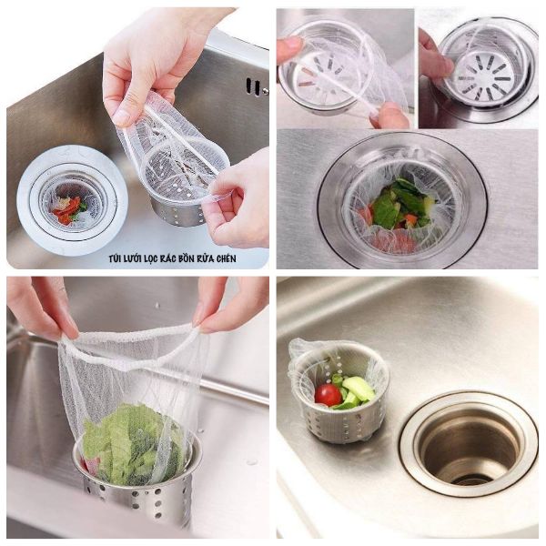 (QUÁ SỐC) [TÚI LỌC CẶN BỒN RỬA CHÉN] BỊCH 100 TÚI LỌC CẶN, ĐỒ ĂN THỪA, RÁC THẢI CHO BỒN RỬA CHÉN CỰC TIỆN LỢI, GIỮ CĂN BẾP SẠCH SẼ, GIẢM TẮC CỐNG