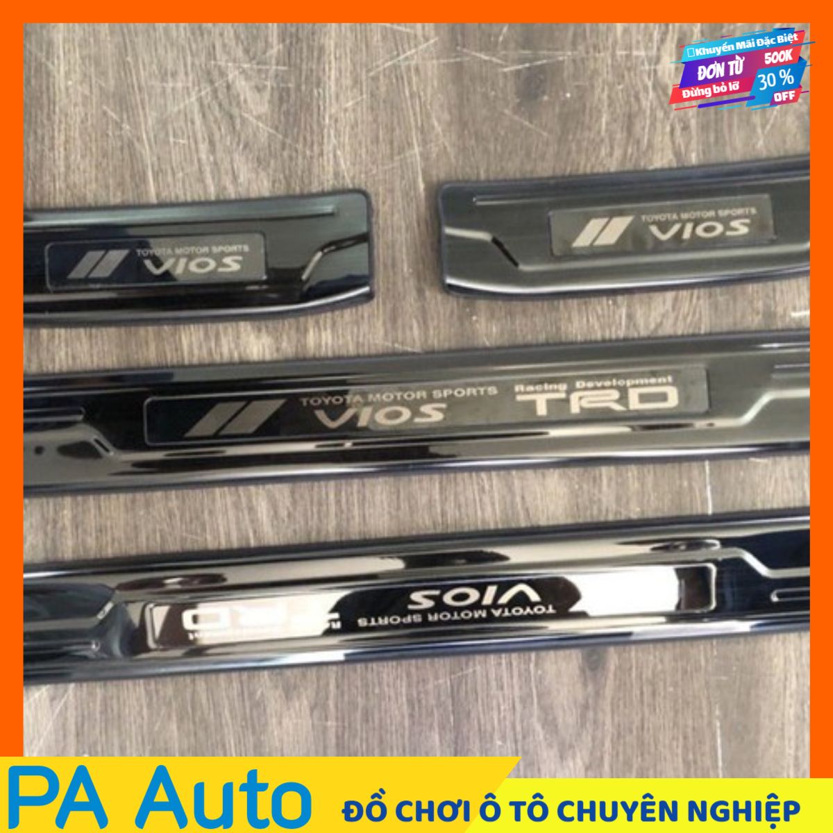Bộ 8 ốp bậc cửa trong và ngoài titan vios 2019-2020