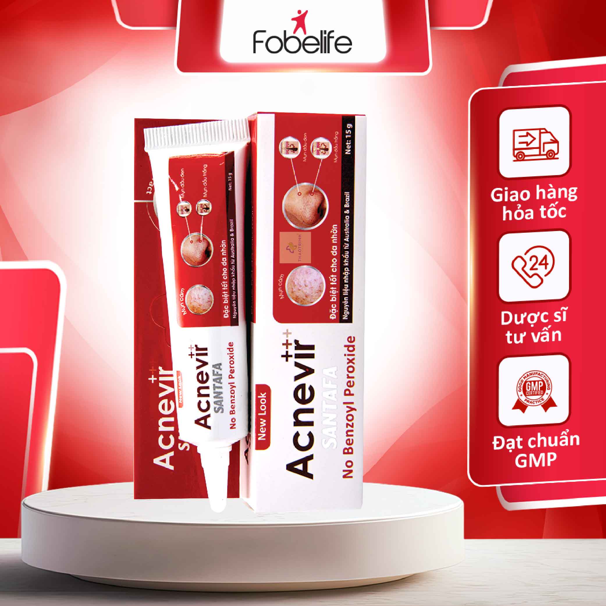 Kem Hỗ Trợ Giảm Mụn Đầu Đen Kiểm Soát Tăng Tiết Nhờn Ngăn Ngừa Mụn Acnevir Đỏ - Tuýp 15gr
