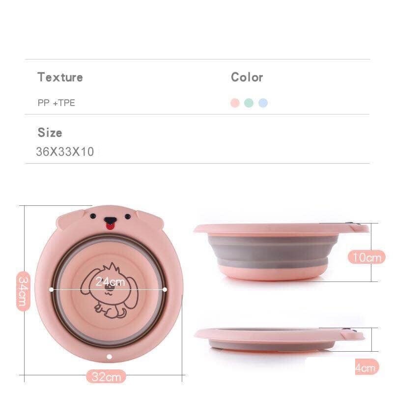 Chậu rửa mặt gập gọn cún 34x32x10 cm